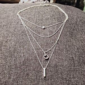 4 strand Silver Layered necklace